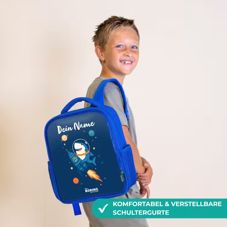 Kinderrucksack - Blau - Tier - Weltraum - Planet - Rakete — 5