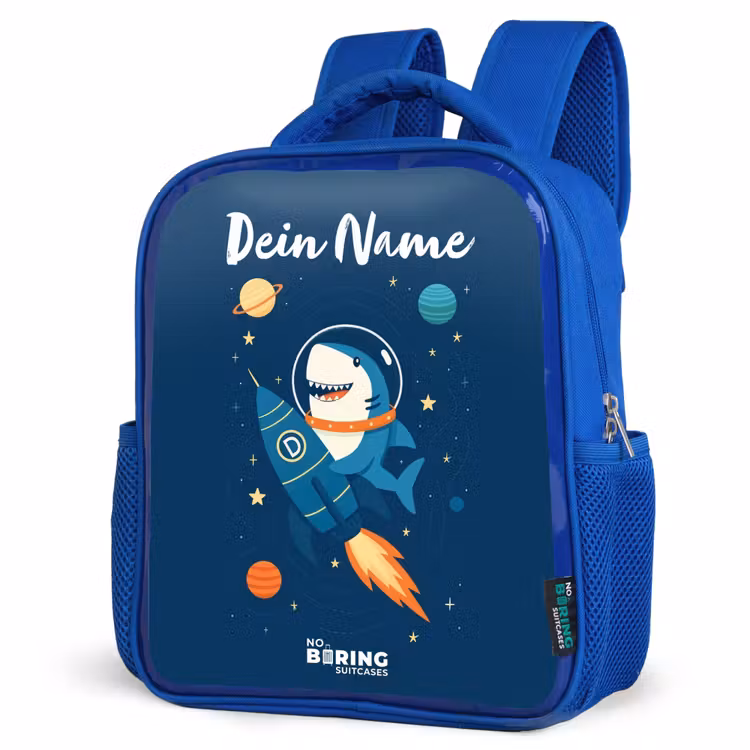 Kinderrucksack - Blau - Tier - Weltraum - Planet - Rakete — 7