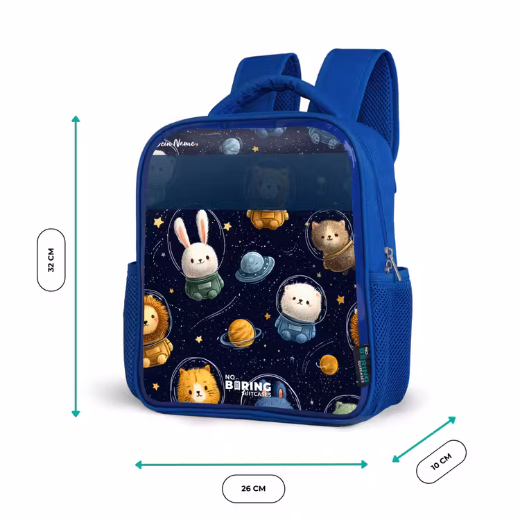 Kinderrucksack - Blau - Tiere - Astronaut - Planeten - Sterne — 6