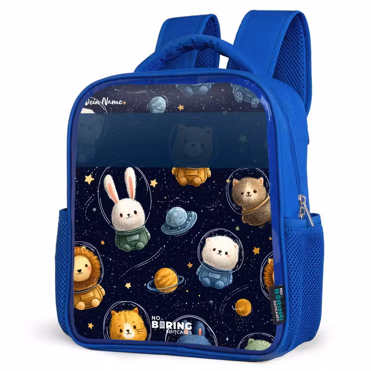 Kinderrucksack - Blau - Tiere - Astronaut - Planeten - Sterne — 7
