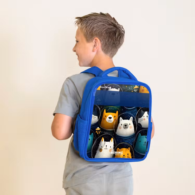 Kinderrucksack - Blau - Tiere - Sterne - Planeten - Astronaut — 2