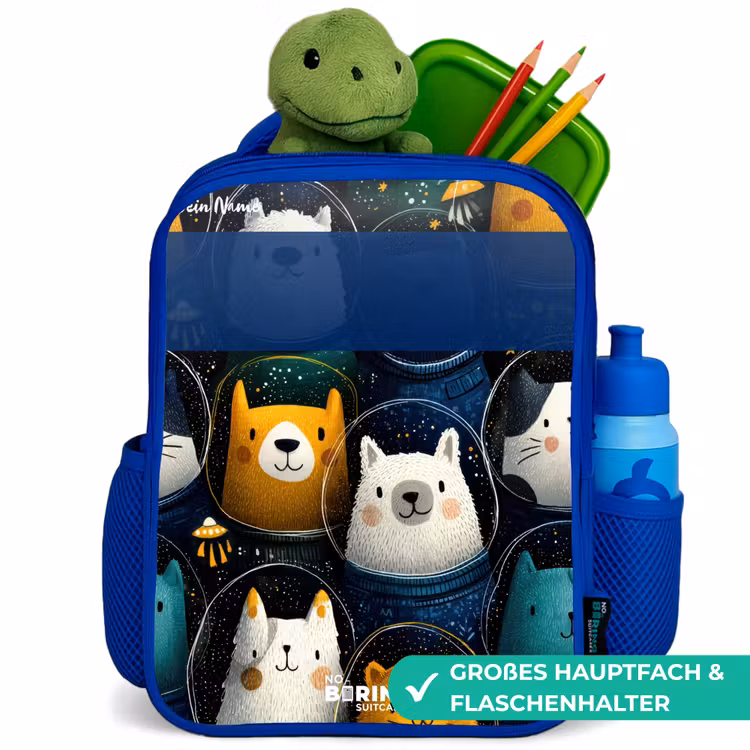 Kinderrucksack - Blau - Tiere - Sterne - Planeten - Astronaut — 3