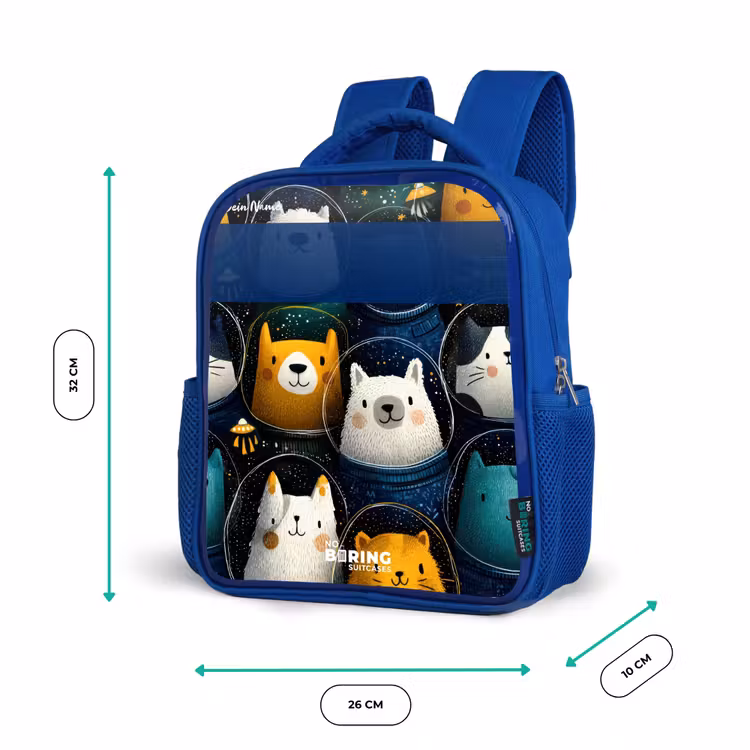 Kinderrucksack - Blau - Tiere - Sterne - Planeten - Astronaut — 6