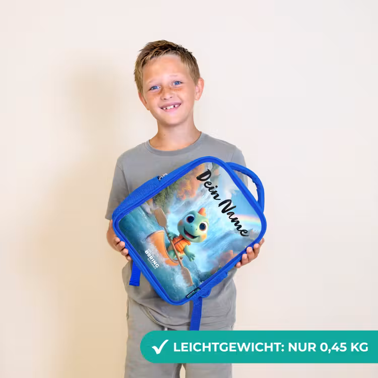 Kinderrucksack mit Namen - Blau - Dino - Natur - Wasserfall — 4