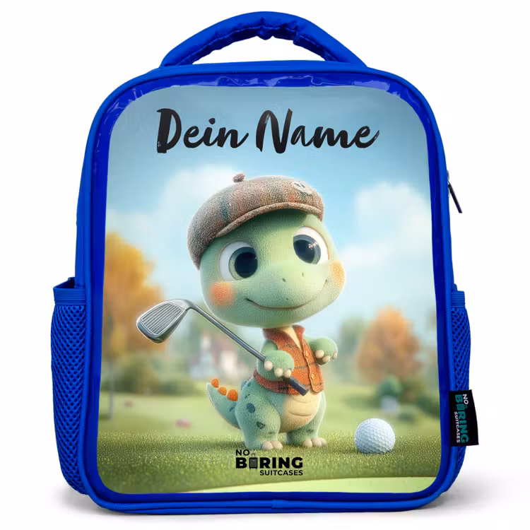 Kinderrucksack mit Namen - Blau - Golf - Dino - Grün — 1