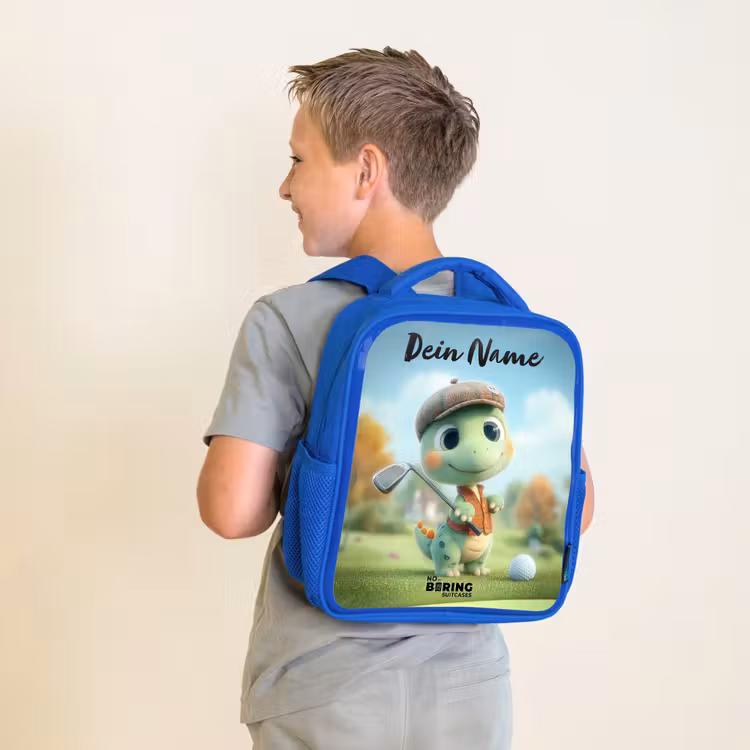 Kinderrucksack mit Namen - Blau - Golf - Dino - Grün — 2