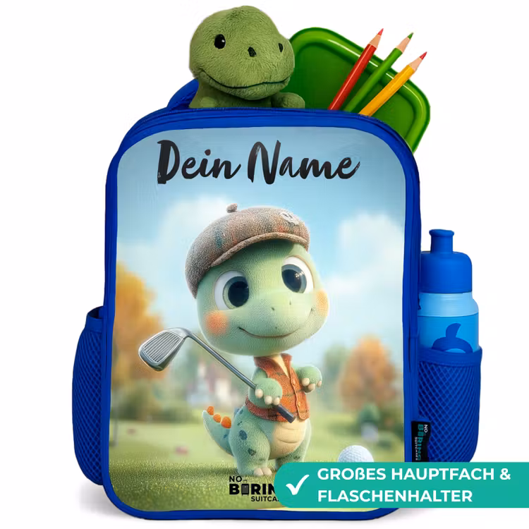 Kinderrucksack mit Namen - Blau - Golf - Dino - Grün — 3