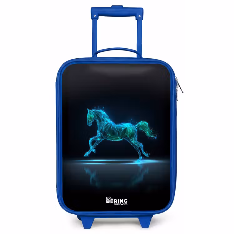 Kinderkoffer Blau - Futuristisches galoppierendes Pferd — 1