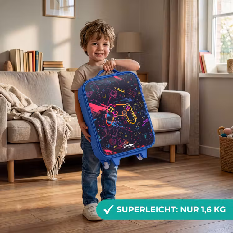 Kinderkoffer Blau - Spielewelt im Neon-Stil — 3