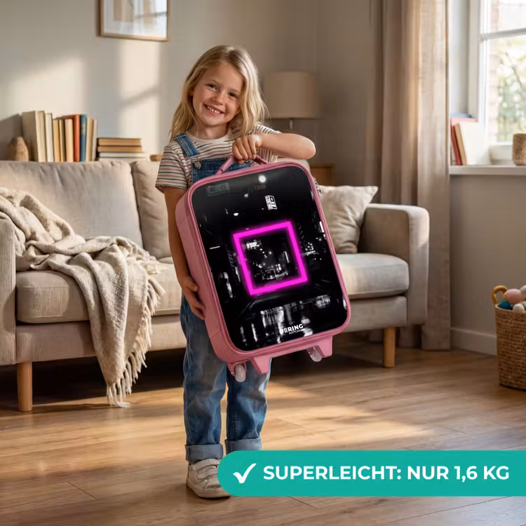 Kinderkoffer Rosa - Hellrosa Quadrat mit beleuchtetem Hintergrund — 3