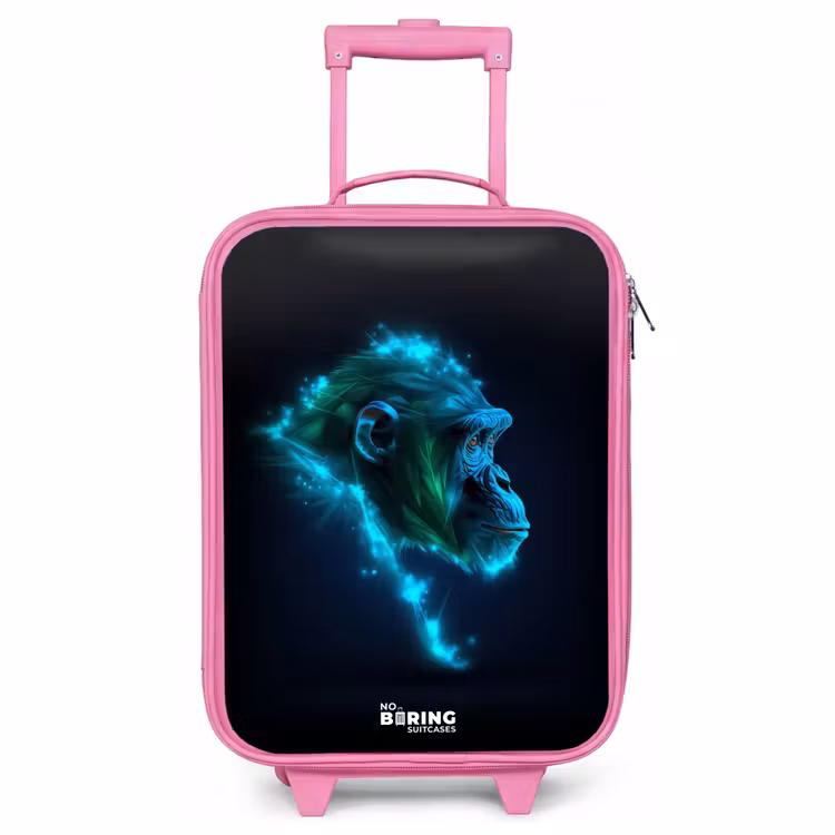 Kinderkoffer Rosa - Neon-Silhouette eines Schimpansen — 1