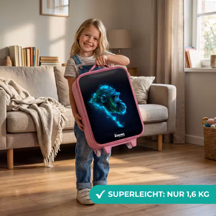 Kinderkoffer Rosa - Neon-Silhouette eines Schimpansen — 3