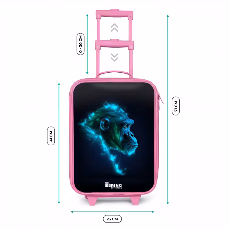 Kinderkoffer Rosa - Neon-Silhouette eines Schimpansen — 7