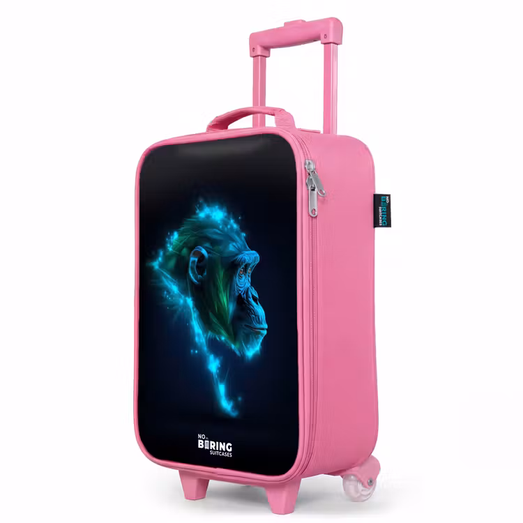 Kinderkoffer Rosa - Neon-Silhouette eines Schimpansen — 8