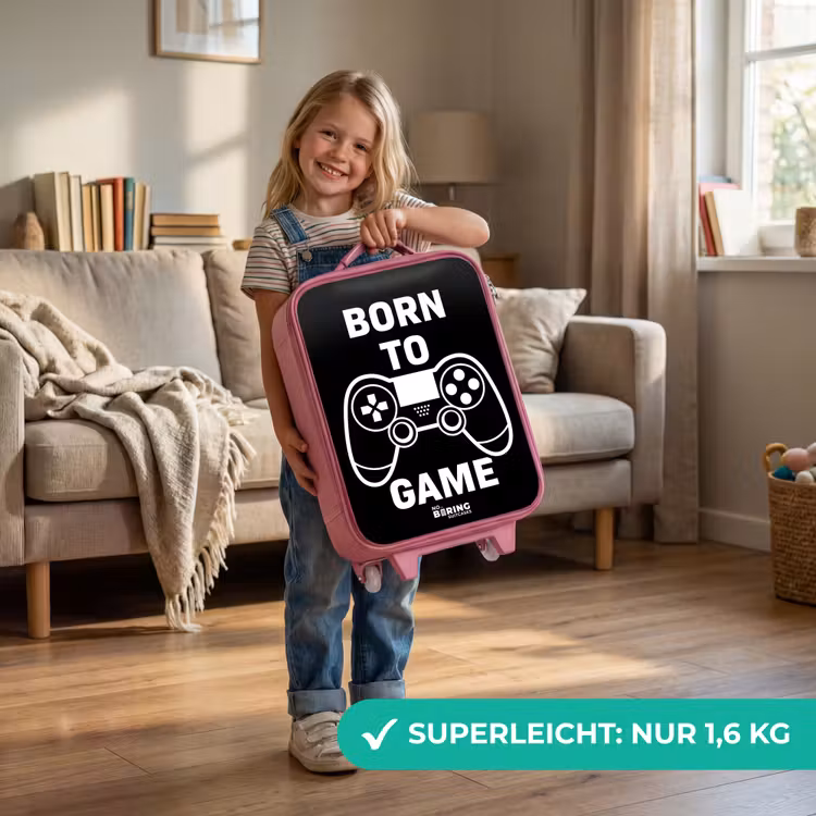 Kinderkoffer Rosa - Qoute mit Controller in Schwarz und Weiß — 3