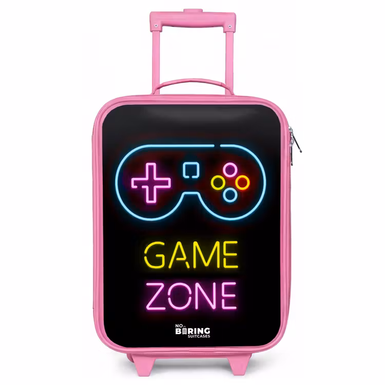 Kinderkoffer Rosa - Qoute mit Neonfarben — 1