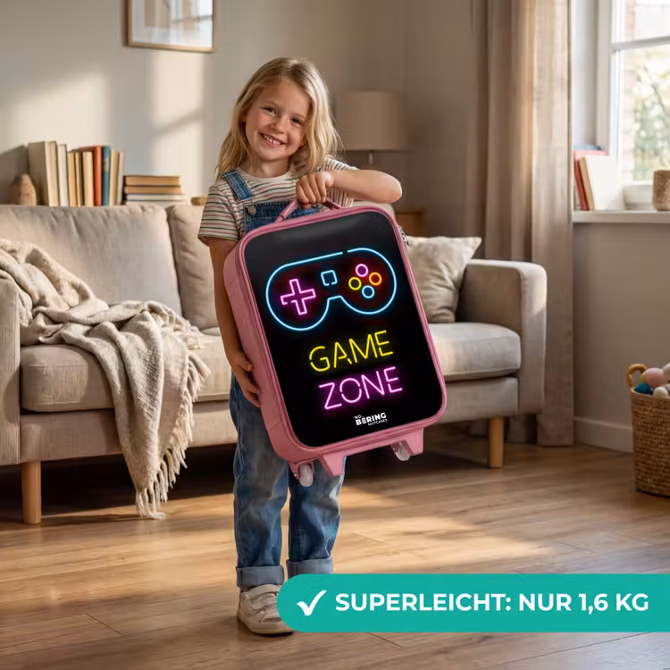 Kinderkoffer Rosa - Qoute mit Neonfarben — 3