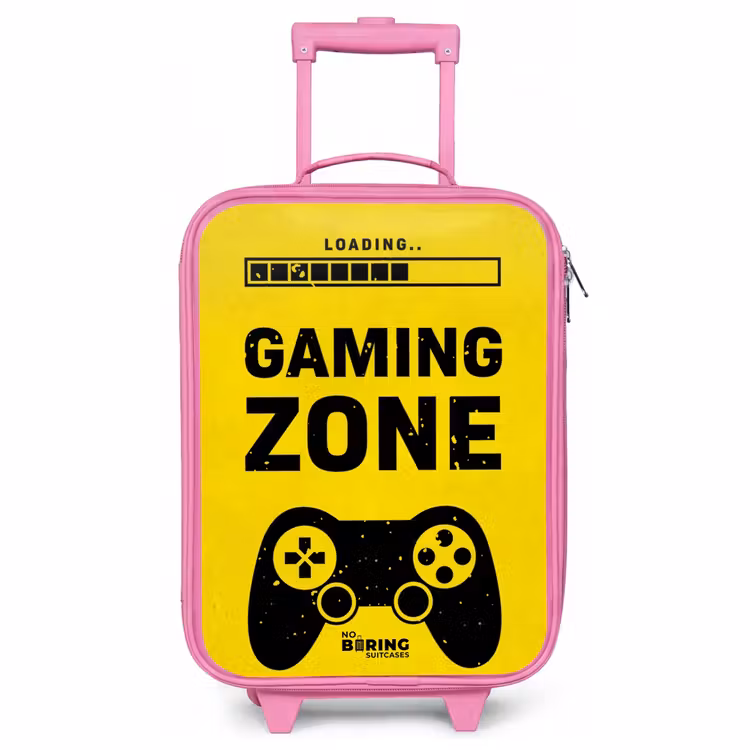 Kinderkoffer Rosa - Schwarz-gelb mit Spielzone — 1