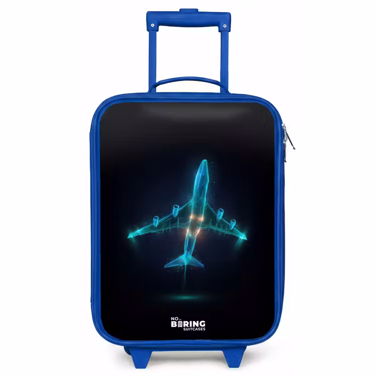 Kinderkoffer Blau - Leuchtendes Flugzeug — 1