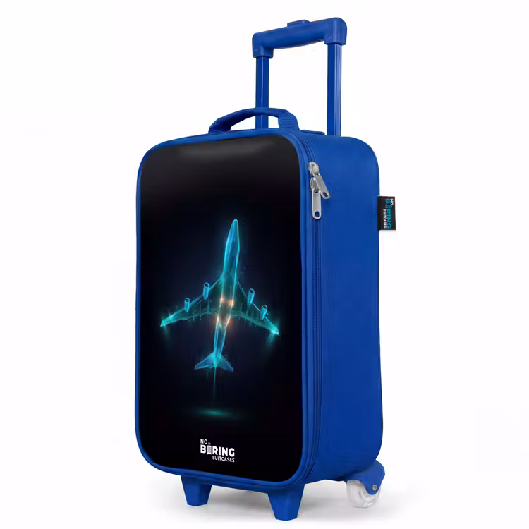 Kinderkoffer Blau - Leuchtendes Flugzeug — 8