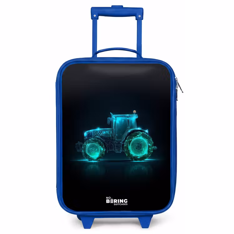 Kinderkoffer Blau - Neontraktor auf schwarzem Hintergrund — 1