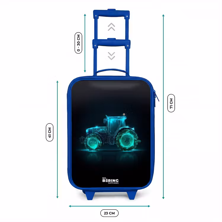 Kinderkoffer Blau - Neontraktor auf schwarzem Hintergrund — 7
