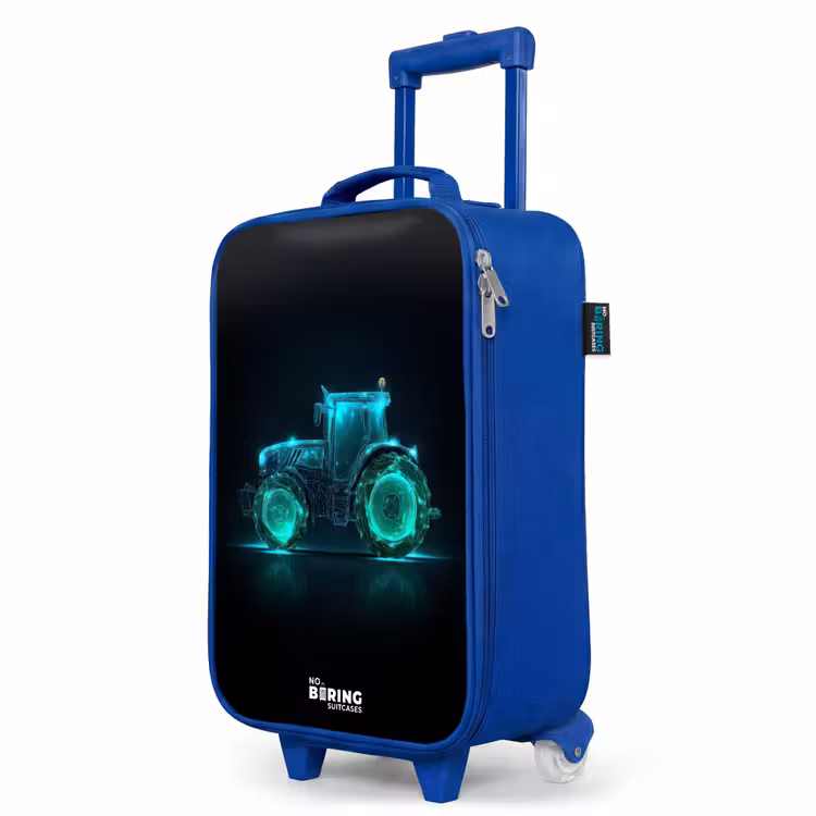 Kinderkoffer Blau - Neontraktor auf schwarzem Hintergrund — 8