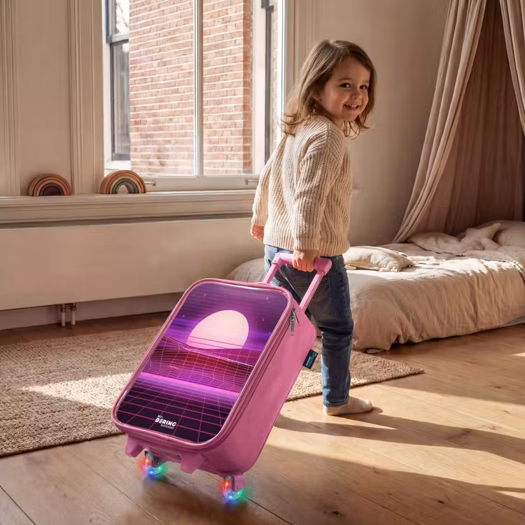 Kinderkoffer Rosa - Gitternetzlandschaft mit Sonne — 2