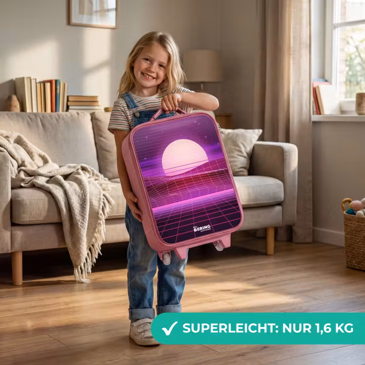 Kinderkoffer Rosa - Gitternetzlandschaft mit Sonne — 3
