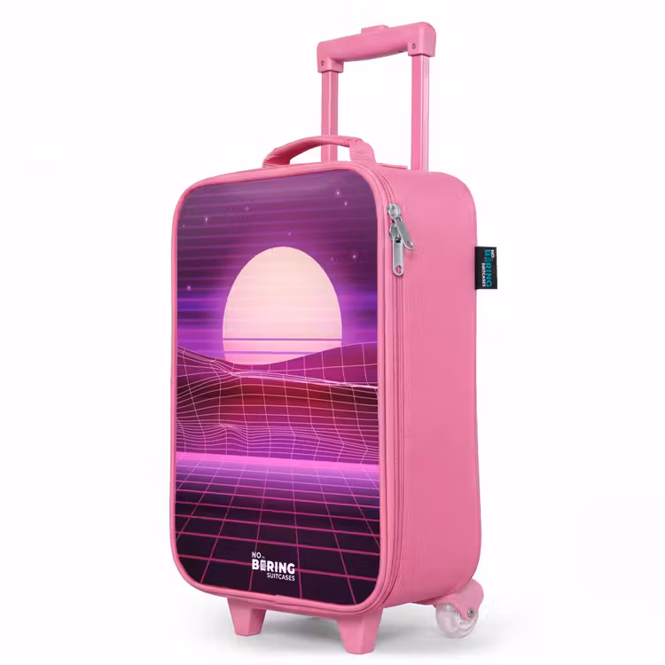Kinderkoffer Rosa - Gitternetzlandschaft mit Sonne — 8