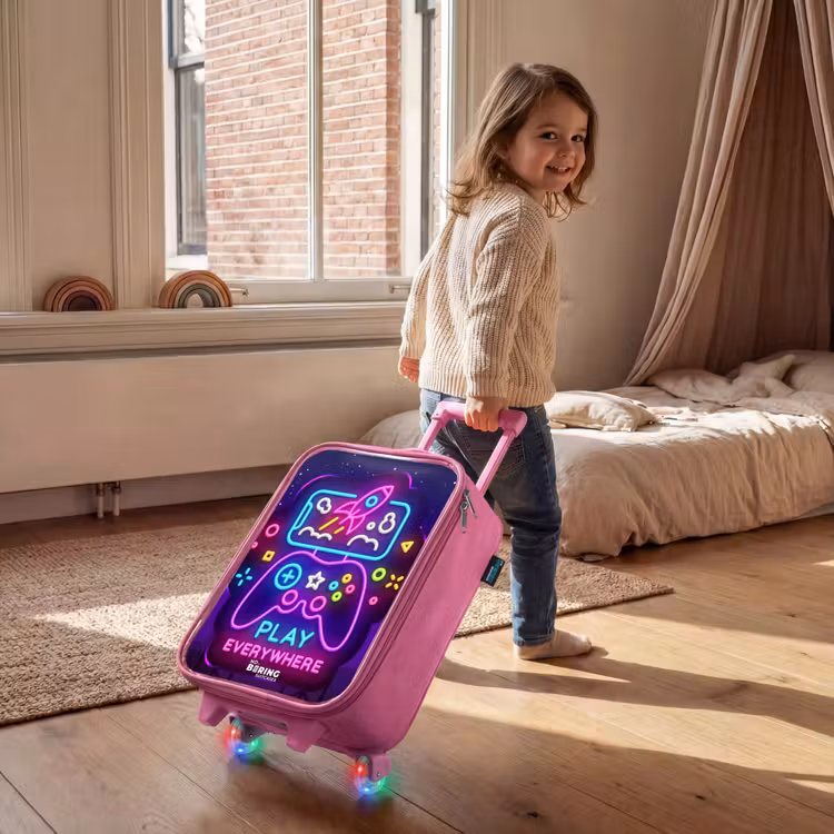 Kinderkoffer Rosa - Neon-Illustration mit einem Controller — 2