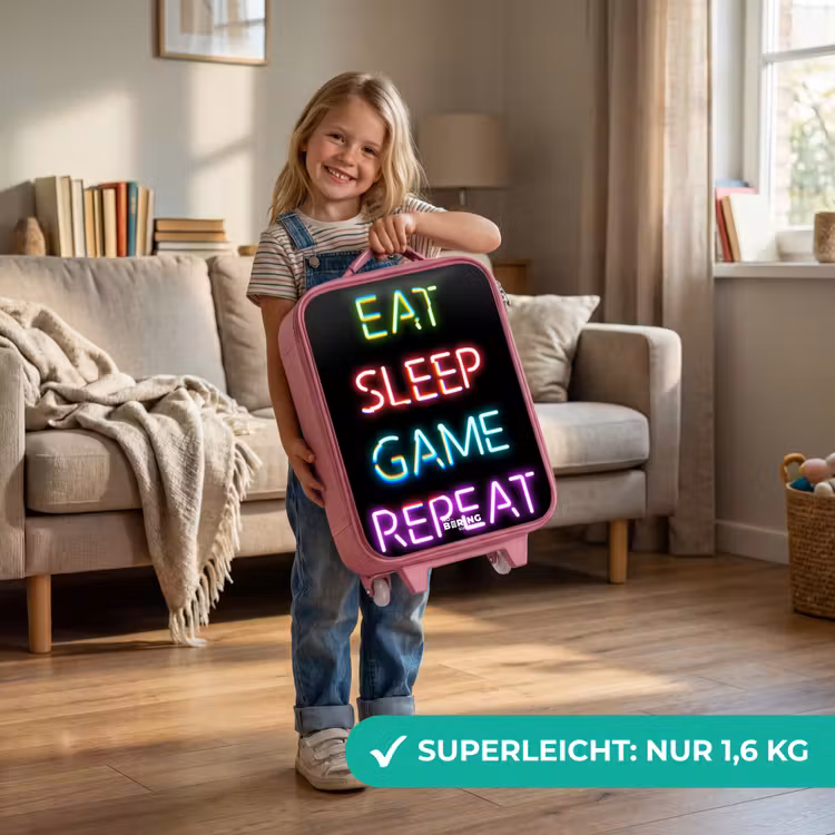 Kinderkoffer Rosa - Qoute mit Neonröhren — 3