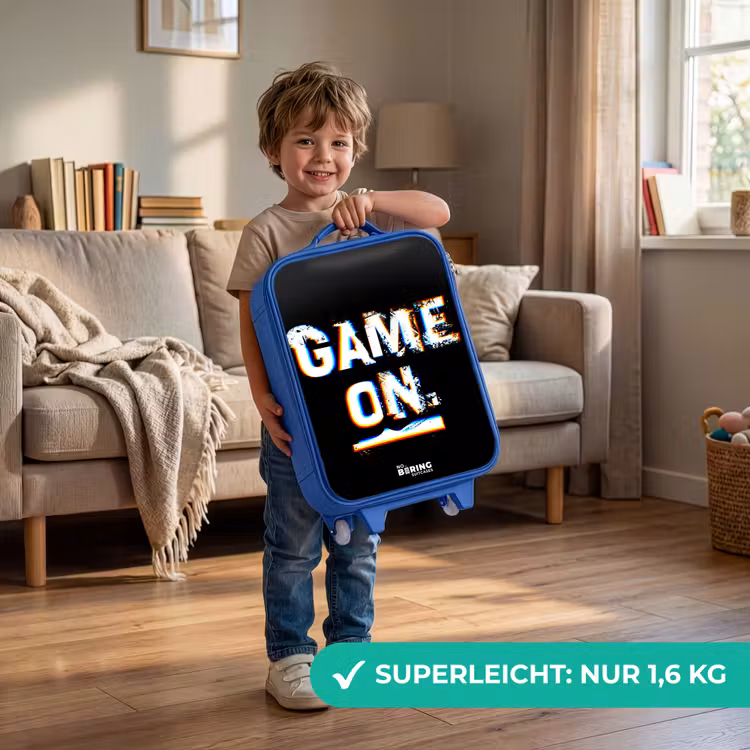 Kinderkoffer Blau - Das Spiel läuft in Schwarz und Weiß — 3