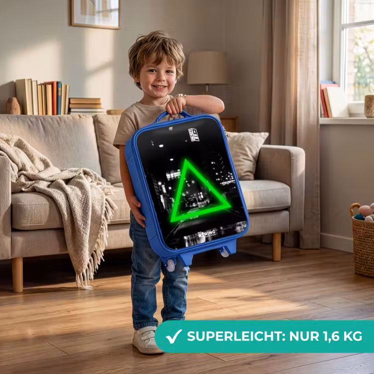 Kinderkoffer Blau - Hellgrünes Dreieck — 3