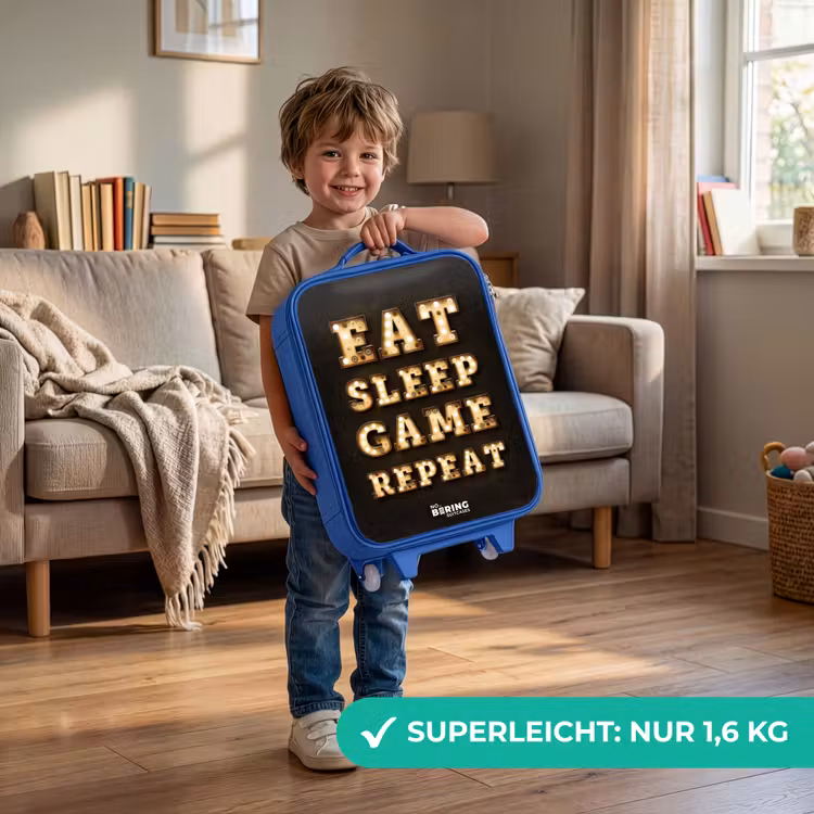Kinderkoffer Blau - Qoute mit Licht — 3