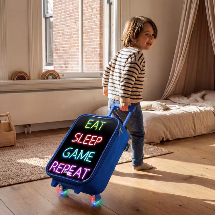 Kinderkoffer Blau - Qoute mit Neonröhren — 2