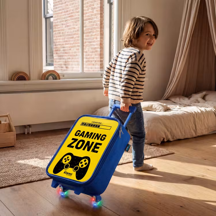 Kinderkoffer Blau - Schwarz-gelb mit Spielzone — 2