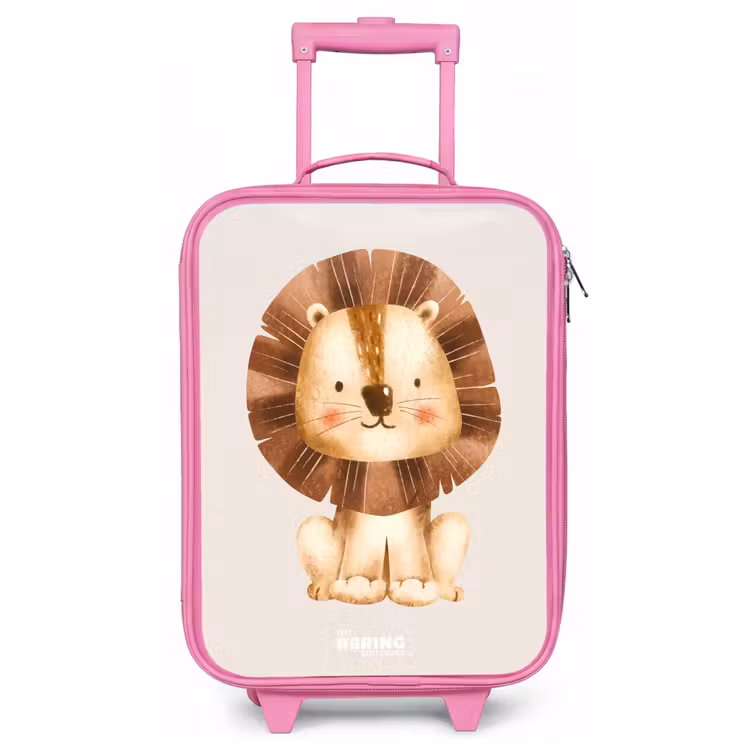 Kinderkoffer Rosa - Löwe Illustration mit beige Hintergrund — 1