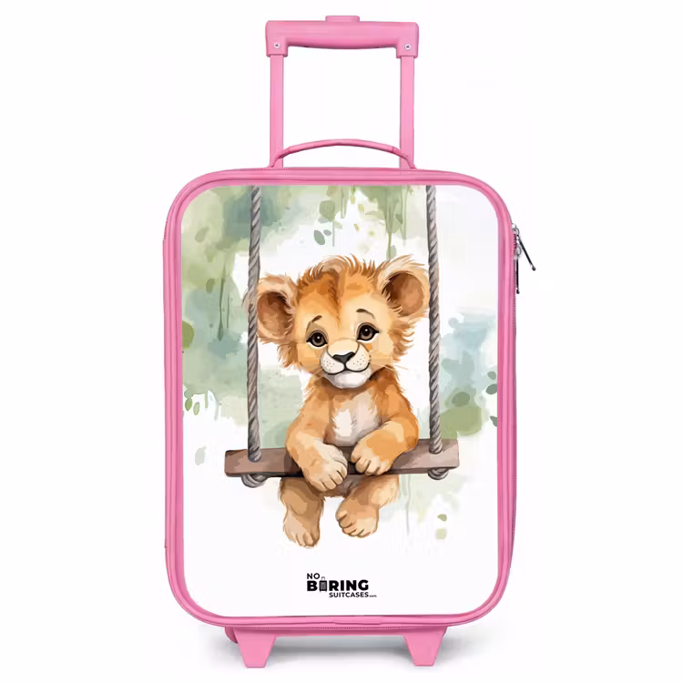 Kinderkoffer Rosa - Löwenjunges mit Schaukel Illustration — 1