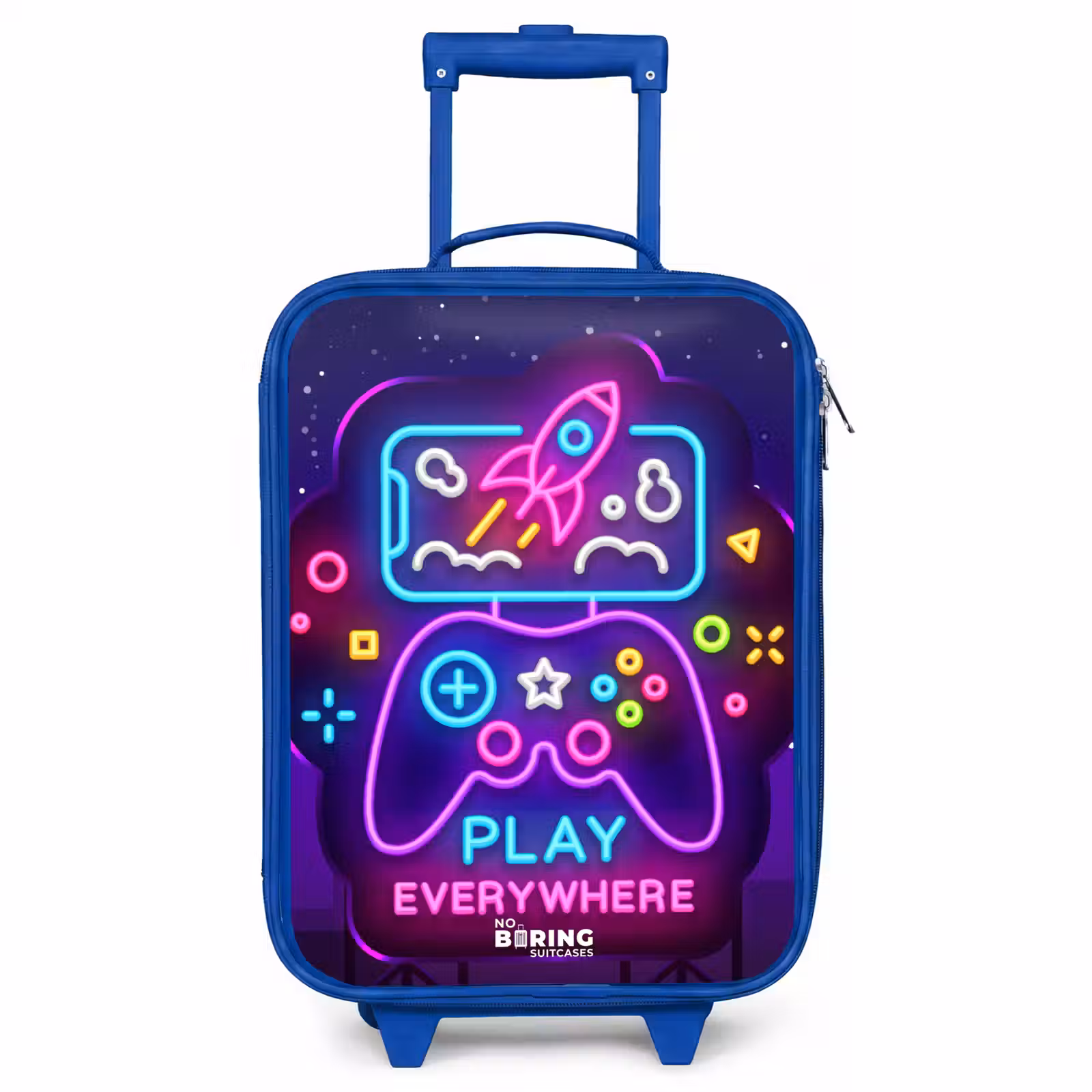 Kinderkoffer Blau - Neon-Illustration mit einem Controller — 1