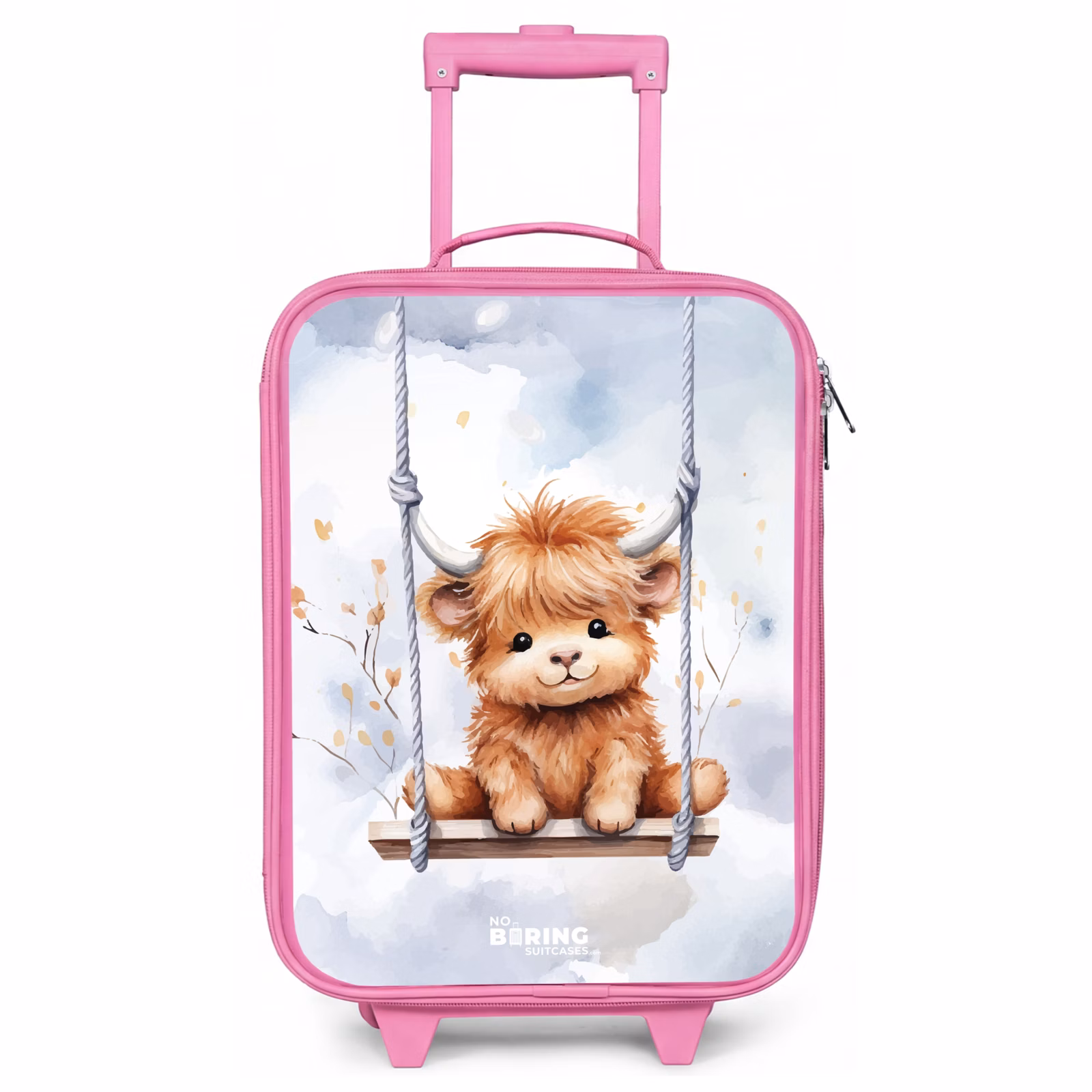 Kinderkoffer Rosa - Schaukelnder schottischer Highlander Aquarell-Kalb — 1