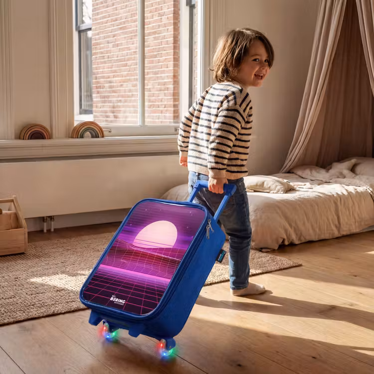 Kinderkoffer Blau - Gitternetzlandschaft mit Sonne — 2