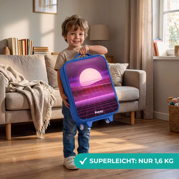 Kinderkoffer Blau - Gitternetzlandschaft mit Sonne — 3