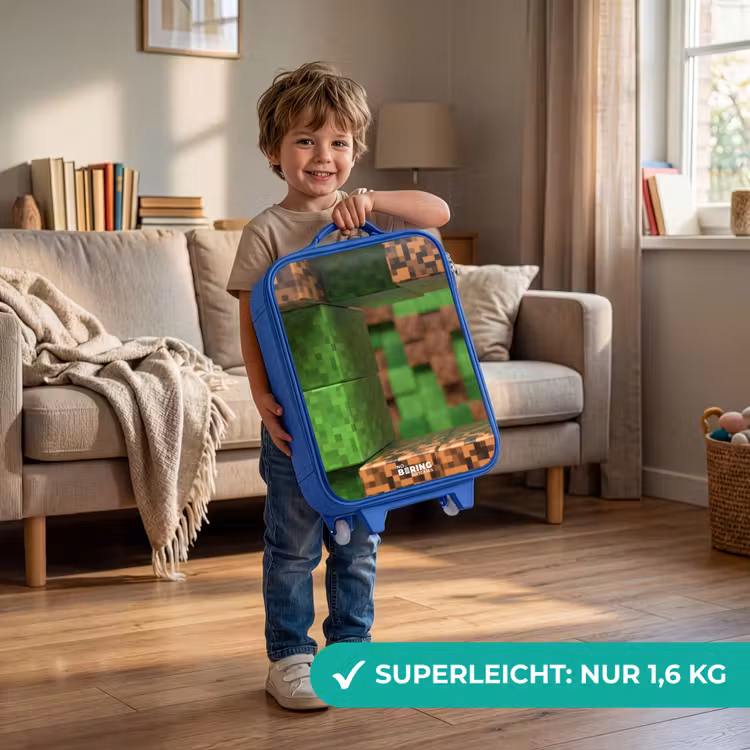Kinderkoffer Blau - Nahaufnahme mit verpixelten Blöcken — 3
