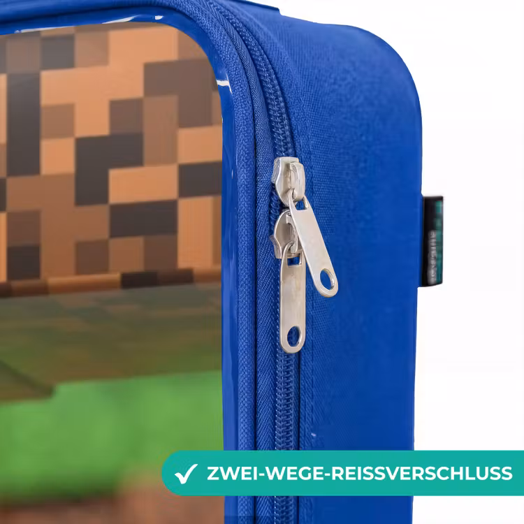 Kinderkoffer Blau - Nahaufnahme mit verpixelten Blöcken — 5