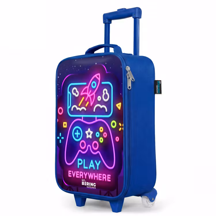 Kinderkoffer Blau - Neon-Illustration mit einem Controller — 8