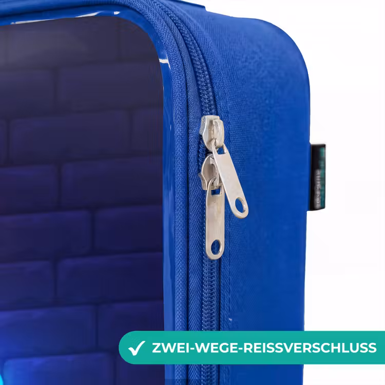 Kinderkoffer Blau - Neonbuchstaben auf einer Backsteinmauer — 5