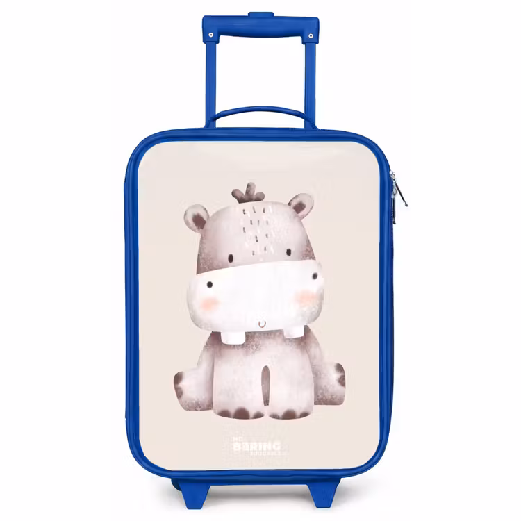 Kinderkoffer Blau - Nilpferd auf beigem Hintergrund Illustration — 1