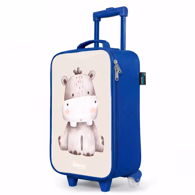 Kinderkoffer Blau - Nilpferd auf beigem Hintergrund Illustration — 8