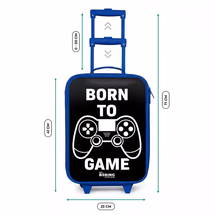 Kinderkoffer Blau - Qoute mit Controller in Schwarz und Weiß — 7